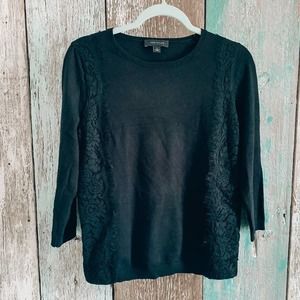 Ann Taylor Lace Sweater Black Medium